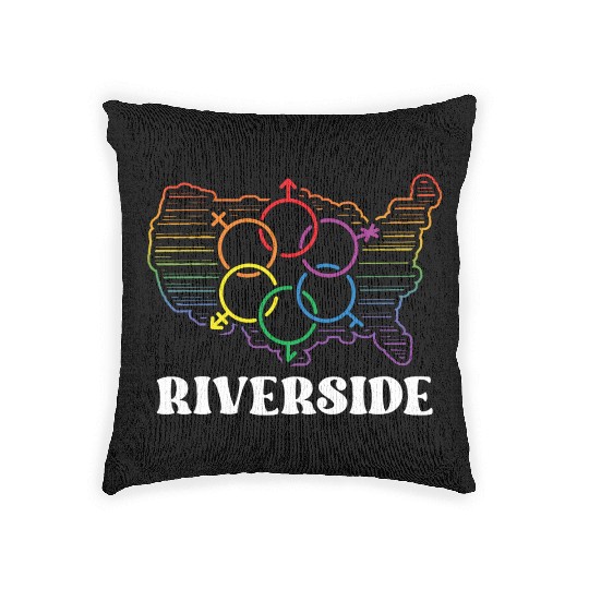 Riverside Pride Month Pride Flag LGBT Community LG Woven Pillows