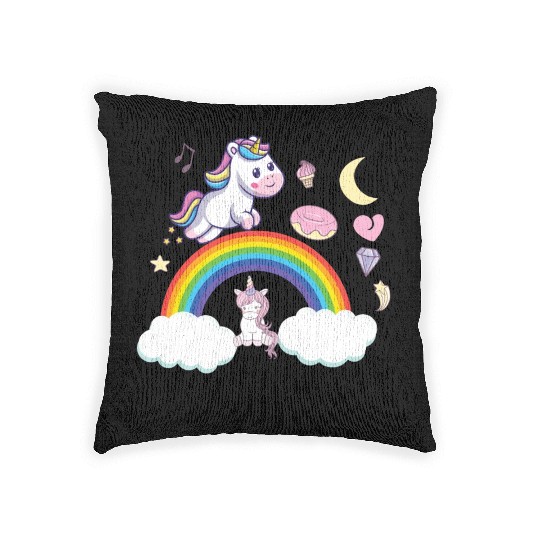 unicorn rainbow Woven Pillows
