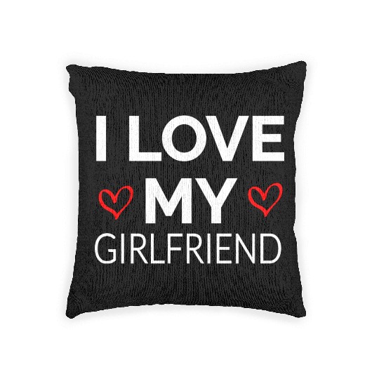 i LOVE MY GIRLFRIEND Woven Pillows