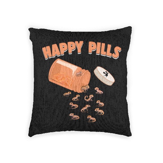 Happy Pills Crested Gecko Funny Lizard Lovers Woven Pillows