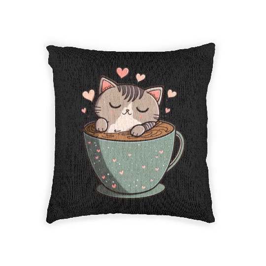 Caffeine Kitties A Sweet Valentines Day Gift Woven Pillows