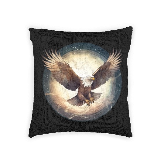 Flying Bald Eagle Woven Pillows