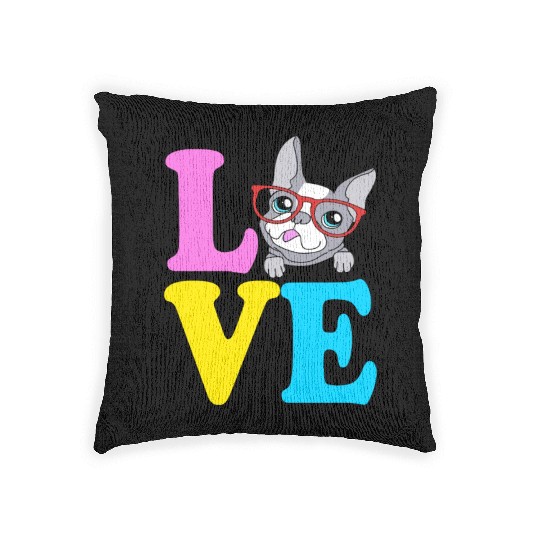 Boston Terrier Sunglasses I Love My Boston Terrier Woven Pillows