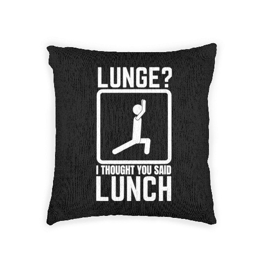 Funny Gym, Workout Top, Lunge Lunch Stick Figure Woven Pillows