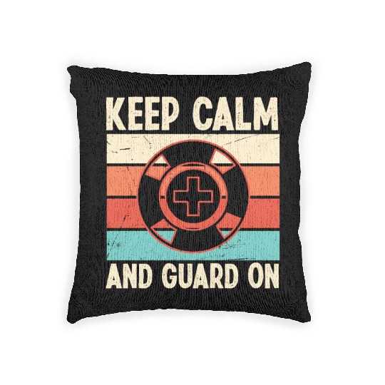 Lifeguard keep calm guard on swimming pool guard Woven Pillows