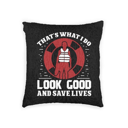 Lifeguard look good save lives swimming pool guard Woven Pillows