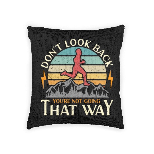 Cross Country Running Don't Look Back Retro Race Woven Pillows