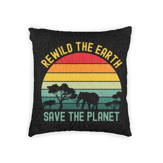 Earth Day Rewild The Earth Save The Planet Nature Woven Pillows
