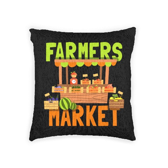 Farmers Market Chicken Farmer Cow Farming Woven Pillows