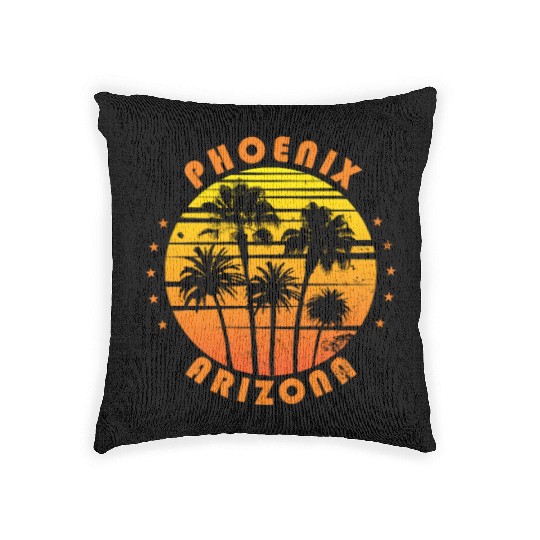 Retro Phoenix Arizonna Souvenir Vintage Palm Tree Woven Pillows