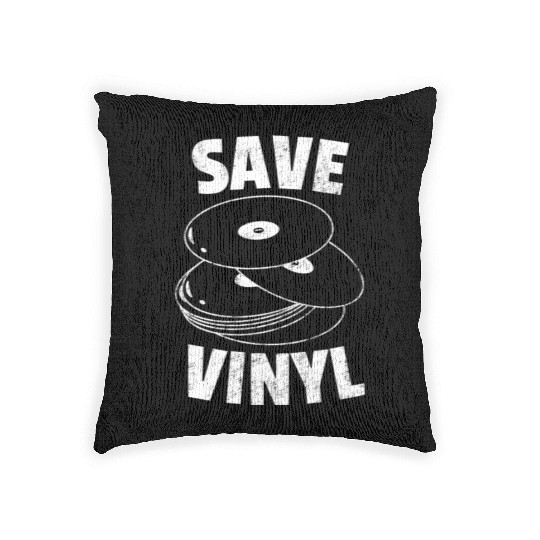 Save Vinyl Records Distressed Vintage Music Lovers Woven Pillows