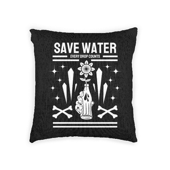 Earth Day Save Water Every Drop Counts Nature Woven Pillows