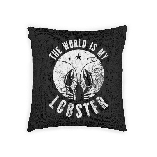 The World Is My Lobster Funny Vintage Graphic Woven Pillows