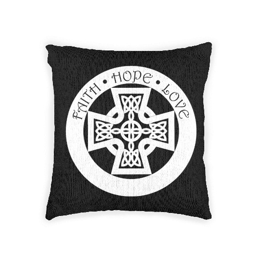 Timeless Celtic Cross With Celtic Knots Woven Pillows
