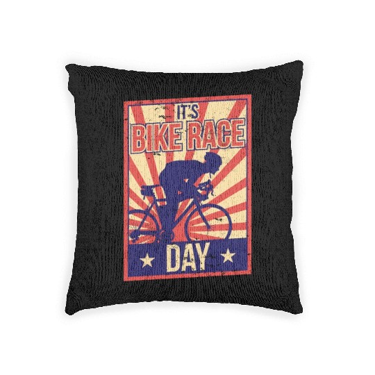 It's Bike Race Day Cycling Bicycle Racing Racer Woven Pillows