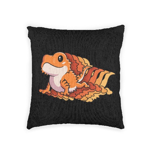 Retro Gift For Bearded Dragon Owner Lizard Lover Woven Pillows