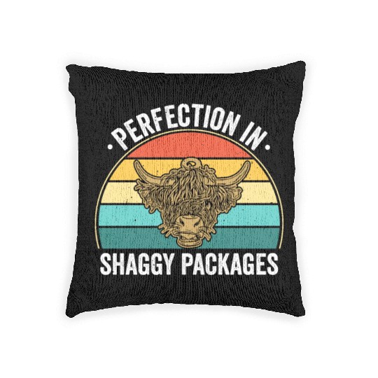Perfection In Shaggy Packages Highland Cow Woven Pillows
