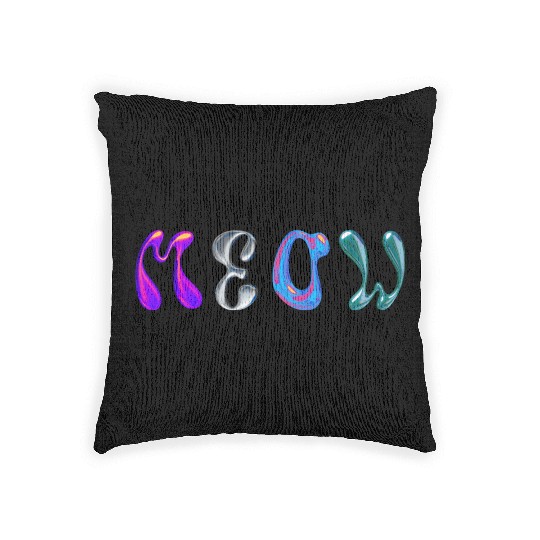 meow kitty Woven Pillows