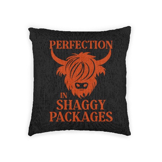 Perfection In Shaggy Packages Highland Cow Woven Pillows