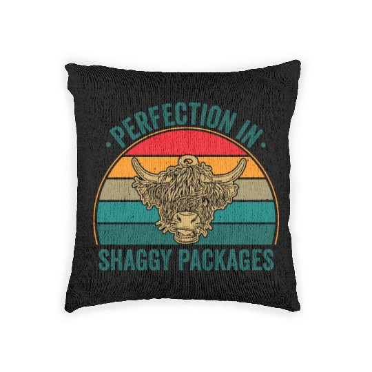 Perfection In Shaggy Packages Highland Cow Woven Pillows