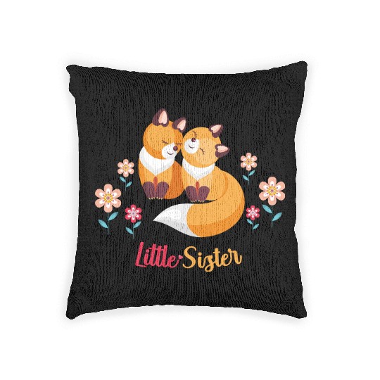 Cute Fox Siblings Gift for Little Sister Woven Pillows