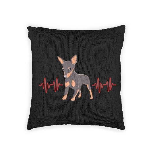 Miniature Pinscher Dog Heartbeat Min Pin Woven Pillows
