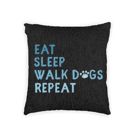 Eat Sleep Walk Dog Repeat Walking Woven Pillows dog owne