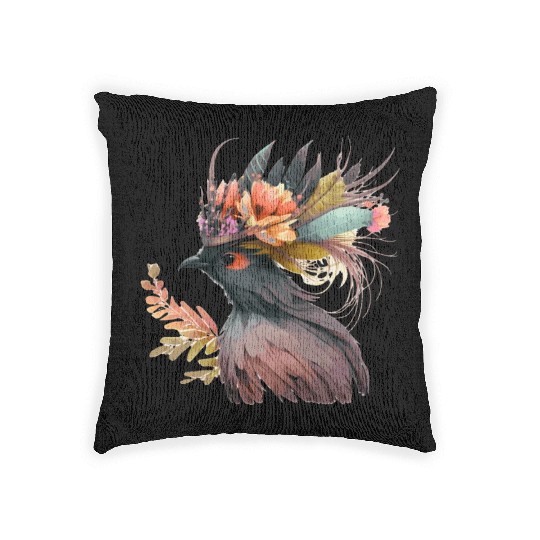 Cute Bird Of Paradise Bird Flower Crown Pet Birds Woven Pillows