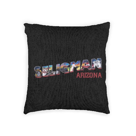 City of Seligman in Arizonna, US Route 66 Woven Pillows