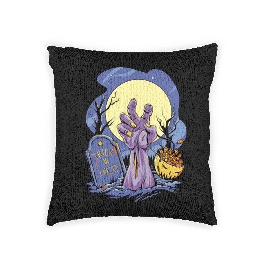 Halloween Zombie Candy Trick Or Treat Woven Pillows