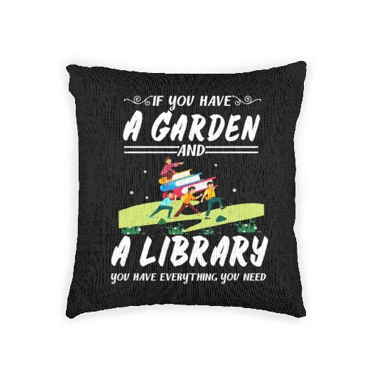 Cute Library Librarian Gardening Woven Pillows Book
