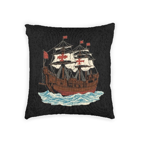 Columbus Day 1492 Ship Woven Pillows