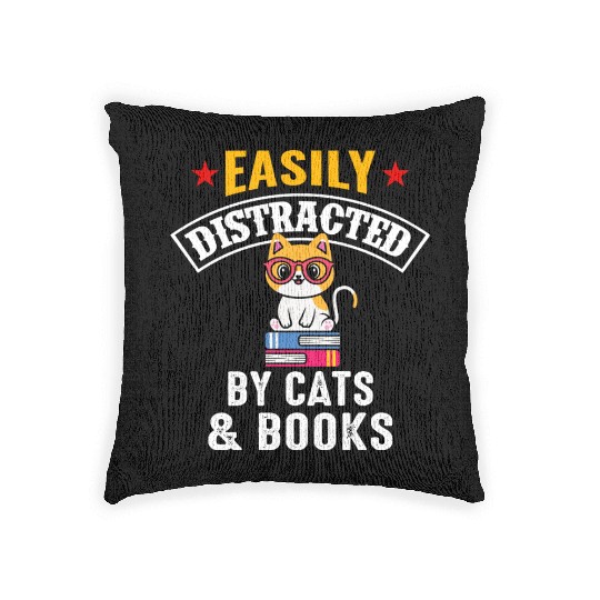 Cat And Book Woven Pillows