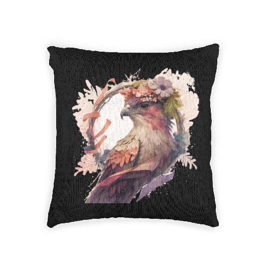 Birds Of Prey Kite Bird Flower Crown Floral Woven Pillows