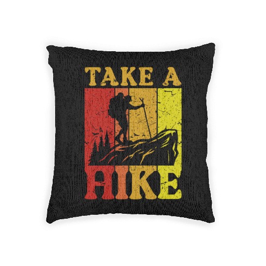 Take a Hike Wanderlust Hiker Hiking Mountains Woven Pillows