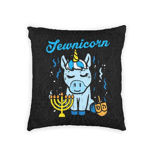 Jewnicorn Jew Unicorn Cute Hanukkah Pajamas Woven Pillows