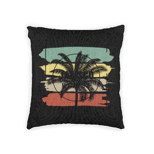 Jalisco Mexico Palm Tree Retro Artistic Woven Pillows