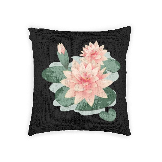 Water lily flower with bud in water lily pond Woven Pillows