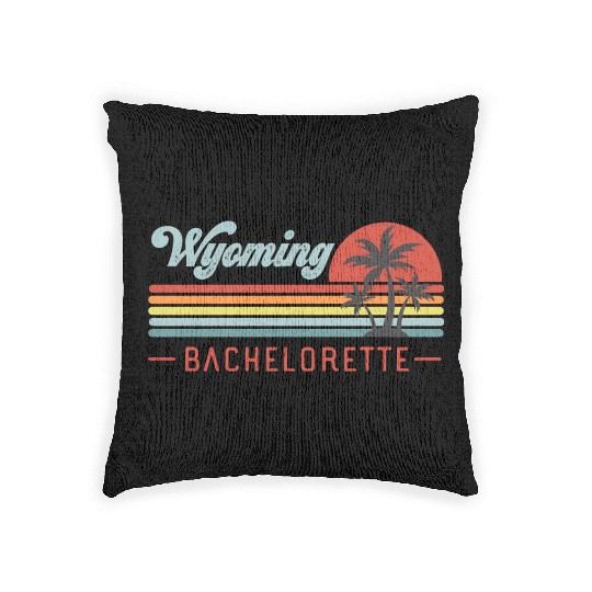 Wyoming Bachelorette, Palm Trees & Vintage Sunset Woven Pillows