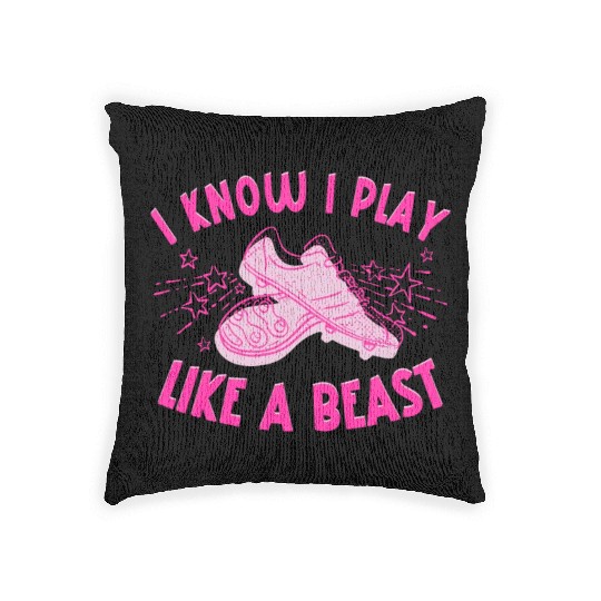 I Know I Play Like a Beast Football Cleats Sports Woven Pillows