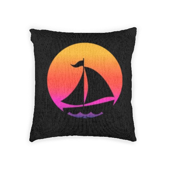 Funny Cool sailing boat Sunset Graphic Humor Tees Woven Pillows