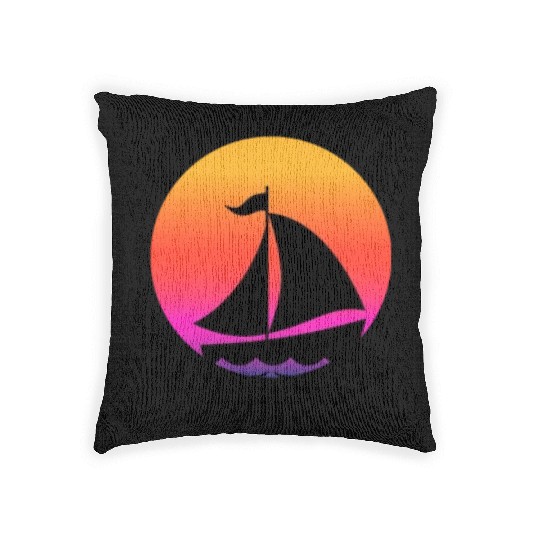 Funny Cool sailing boat Sunset Graphic Humor Tees Woven Pillows