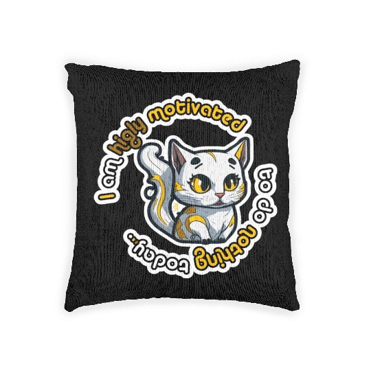 higly motivated golden cat - 5000 - DIGITAL Woven Pillows