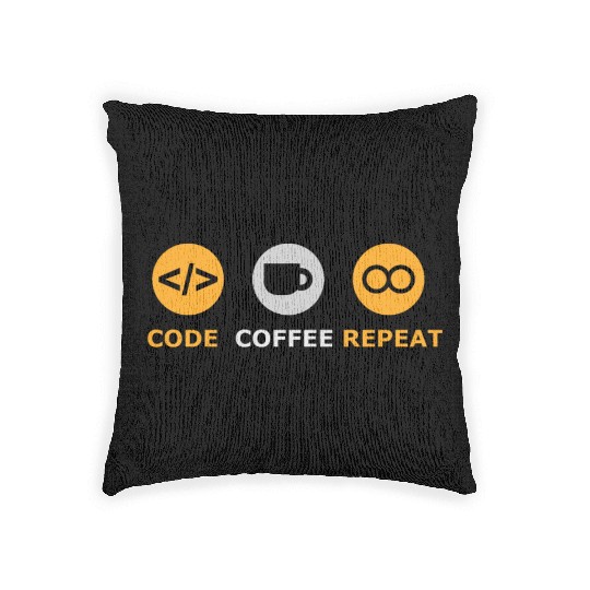 coffee code repeat software developer tech Woven Pillows