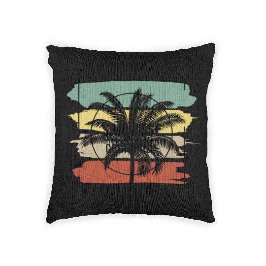 San Jose Costa Rica Palm Tree Retro Artistic Woven Pillows