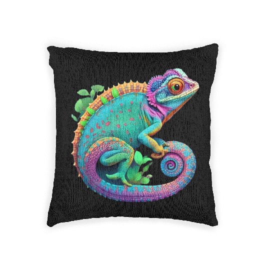 Cute Chameleon is a colorful beautiful Cute animal Woven Pillows
