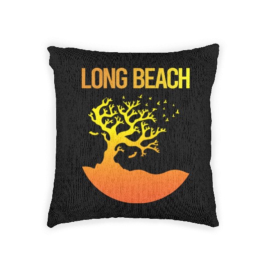Neon Tree Art Long Beach 70s Woven Pillows