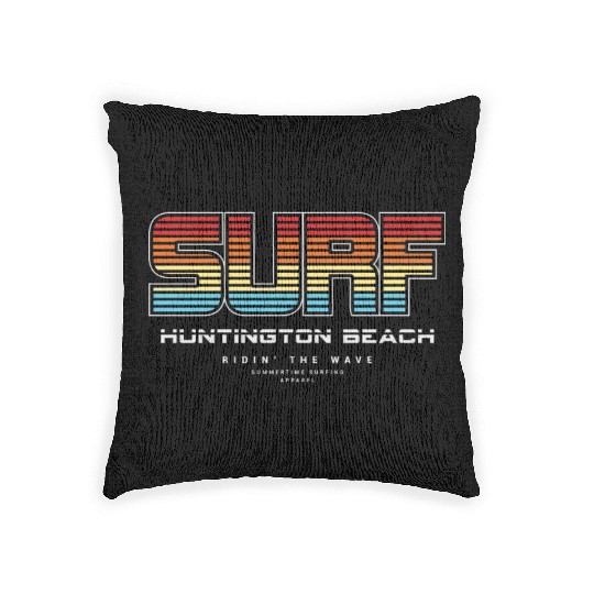Surf in Huntington Beach nature Woven Pillows