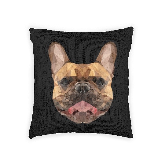 Dog | Polygon Bulldog | Puppy low poly geometric Woven Pillows