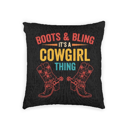 Boots & bling. it's a cowgirl thing Woven Pillows